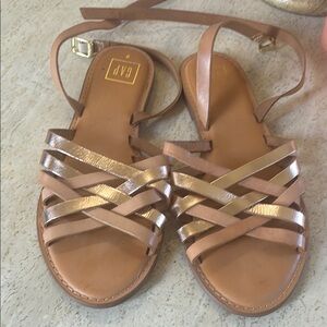 GAP Tan and Gold Strappy Sandals